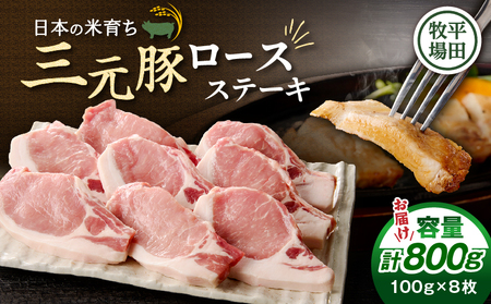 日本の米育ち平田牧場 三元豚ロースステーキ 100g×8枚（計800g）　T036-013 肉 豚肉