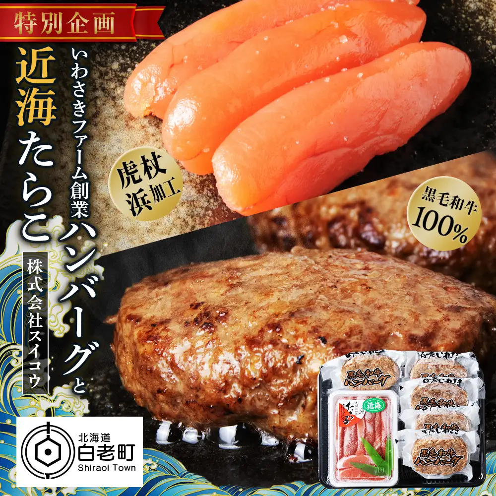 北海道 たらこと白老牛ハンバーグセット AQ044