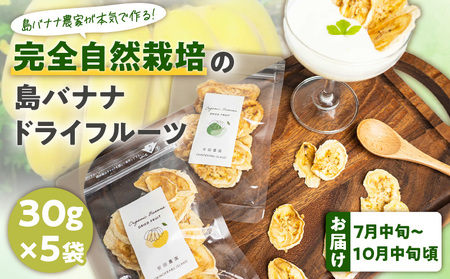 【先行受付】島バナナ農家が本気で作る完全自然栽培の島バナナドライフルーツ30g×5袋（7月中旬～10月中旬頃発送） W029-012u バナナ 加工品
