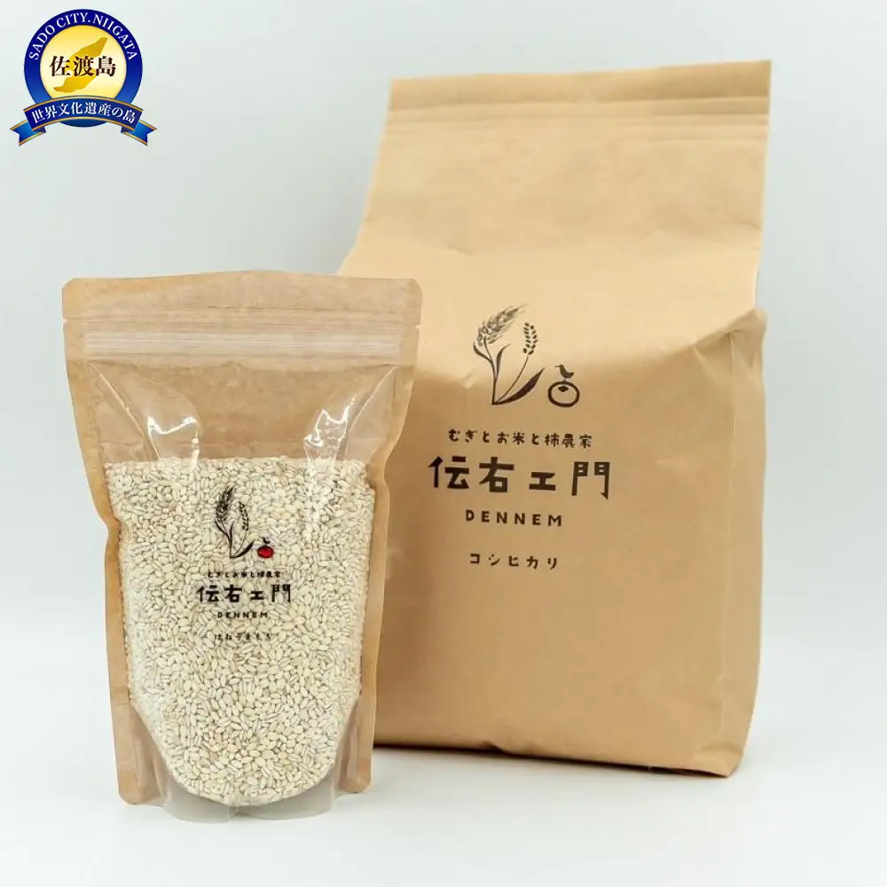 健康な笑顔 はねうまもち500gと伝右ェ門コシヒカリ5kg