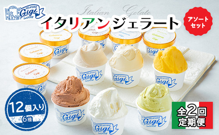 【定期便：全2回】Gigiのイタリアンジェラート6種12個入りアソートセット【43004302】