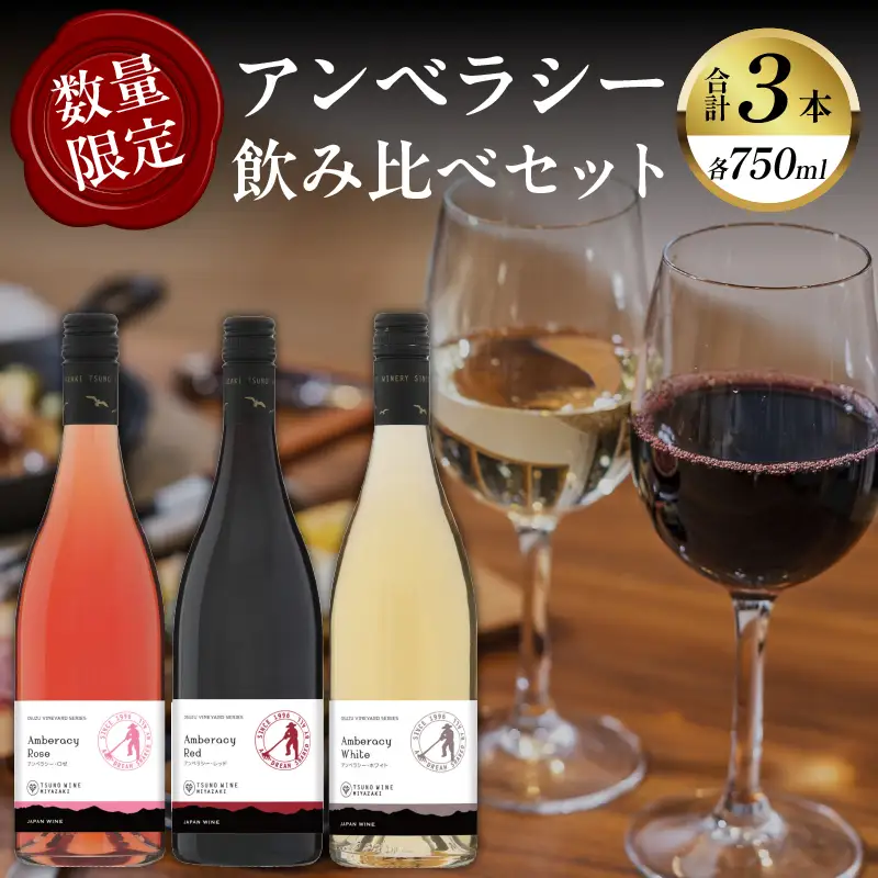 【数量限定】アンベラシー飲み比べ3本セット(レッド・ロゼ・ホワイト) 酒 飲料 アルコール 国産_T014-0095