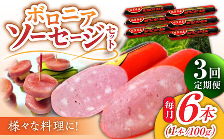 【3回定期便】宮地ハムのロングセラー ボロニアソーセージ 100g×6本 /宮地ハム [UBM011] ソーセージ