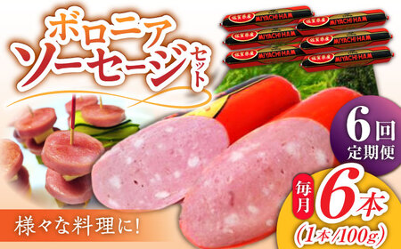 【6回定期便】宮地ハムのロングセラー ボロニアソーセージ 100g×6本 /宮地ハム [UBM012] ソーセージ