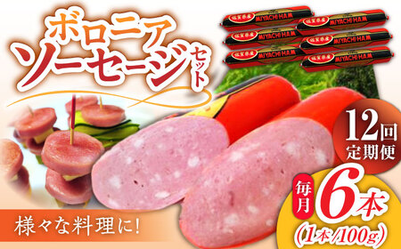 【12回定期便】宮地ハムのロングセラー ボロニアソーセージ 100g×6本 /宮地ハム [UBM013] ソーセージ
