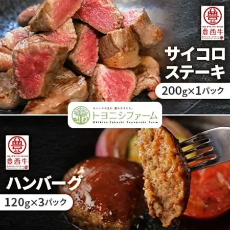 豊西牛サイコロステーキとハンバーグセット_肉 ハンバーグ 牛肉   肉 ステーキ 牛肉 ビーフステーキ_【配送不可地域：離島】【1480993】