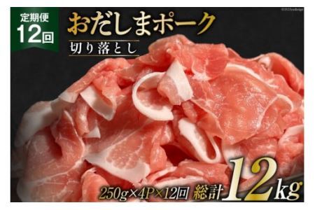 【12回 定期便】 宮城県産ブランド豚 おだしまポーク 切り落とし 250g×4P×12回 [関精肉畜産 宮城県 加美町 44581349] 44581349