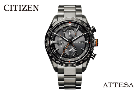 【CITIZEN】 アテッサAT8185-62E シチズン 腕時計 メンズ ブラックチタンシリーズ 光発電 エコ・ドライブ ソーラー 電波受信 防水 クロノグラフ デュラテクトDLC スーパーチタニウム サファイアガラス メーカー保証 新潟県 妙高市