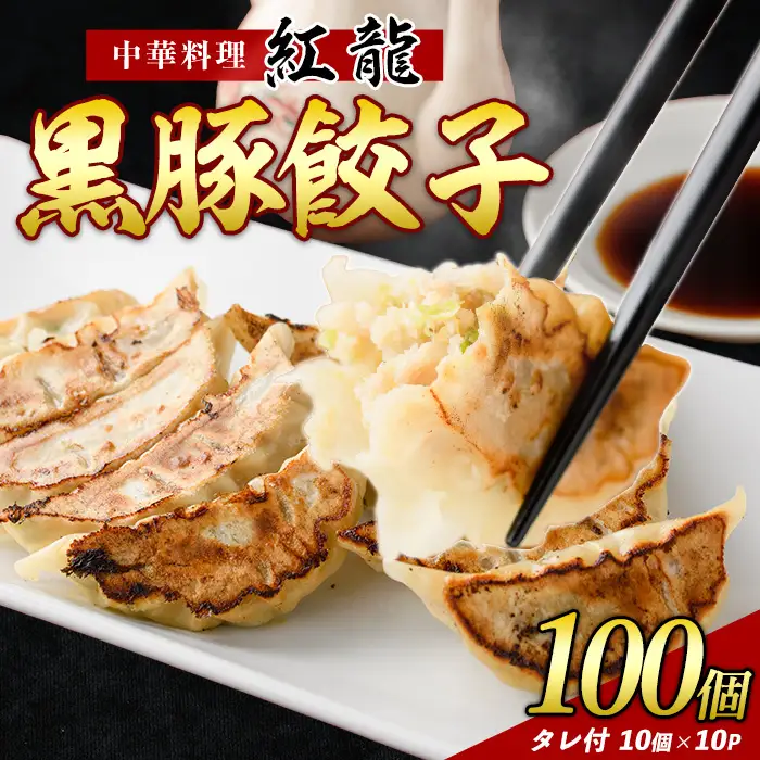 黒豚 餃子 10個入×10パック 地元の中華料理店で人気 紅龍 IB131-003 餃子 餃子 