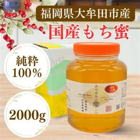 みつばちの雫　国産もち蜂蜜　2000g_調味料 はちみつ  ハチミツ 蜂蜜_【1481084】