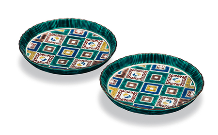 ペア5.5皿　石畳の図 民芸品 工芸品 雑貨 食器 丸皿 お皿 プレート キッチン雑貨 キッチン用品 
