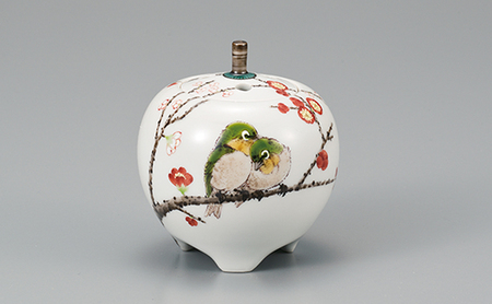 3号香炉　紅白梅に鳥　中村陶志人 民芸品 工芸品 雑貨 日用品 インテリア 香り 小物 
