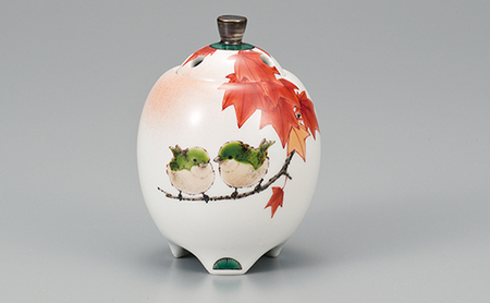 3.5号香炉　紅葉に鳥　中村陶志人 民芸品 工芸品 雑貨 日用品 インテリア 香り 小物 