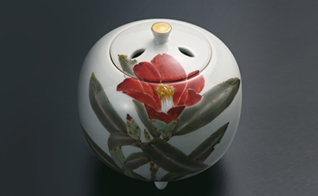 4号香炉　椿文　山田義明 民芸品 工芸品 雑貨 日用品 インテリア 香り 小物 
