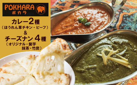 【レンジで簡単】チーズナン4種5枚＆カレー2種類 セット 本格スパイスカレー 食べ比べ おやつ H177-010