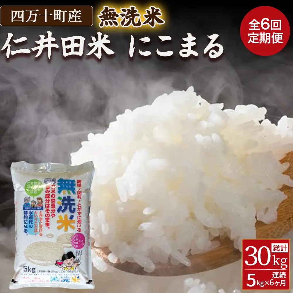 【6ヵ月便】罪悪感は必要ナシ！賢い選択「四万十町産 無洗米」5㎏ にいだまい 米 精米 6回 定期便 高知県産 5キロ ／Sbos-Z02