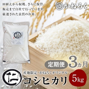 米 定期便 3ヶ月 厳選 コシヒカリ 仁米 5kg 令和7年産 お米 白米 精米 単一原料米 定期 3回
