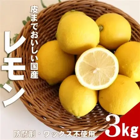 【ノーワックス】国産 紀州 レモン 約3kg(サイズおまかせ)　【配送不可地域：離島】【1484257】