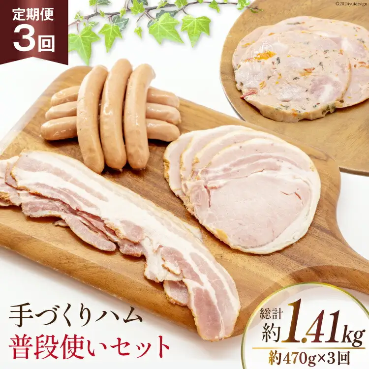 手づくりハム 普段使いセット 定期便 計470g×3回 総計1.41kg [デリカテッセン アーチャン 埼玉県 小川町 233]