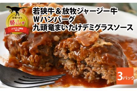若狭牛＆放牧ジャージー牛 Ｗハンバーグ 九頭竜まいたけデミグラスソース[A-054005]