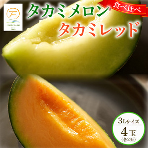 【2026年先行予約】 タカミメロン 計4玉セット 赤肉青肉メロン 果物 フルーツ 