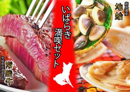 いばらき満喫Aセット 「鹿島灘 はまぐり」＋「【茨城県共通返礼品・茨城県産】常陸牛 サーロイン」【蛤 ハマグリ 牛肉 ステーキ セット バーベキュー BBQ 贈答用 ギフト 鹿嶋市 茨城】(KBL-1)