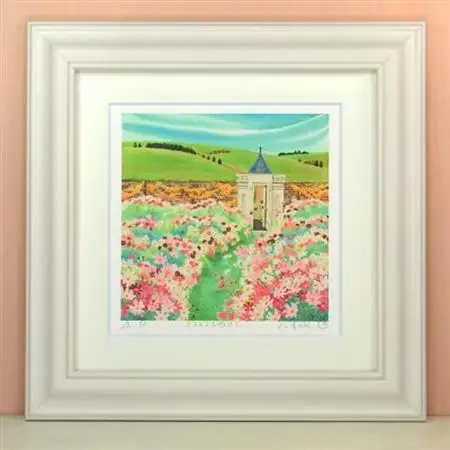 栗乃木ハルミ版画額装品「コスモスをぬけて」【1228457】