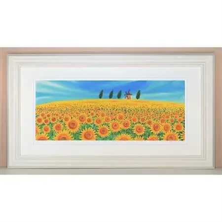 栗乃木ハルミ版画額装品「ひまわりの丘」【1248436】