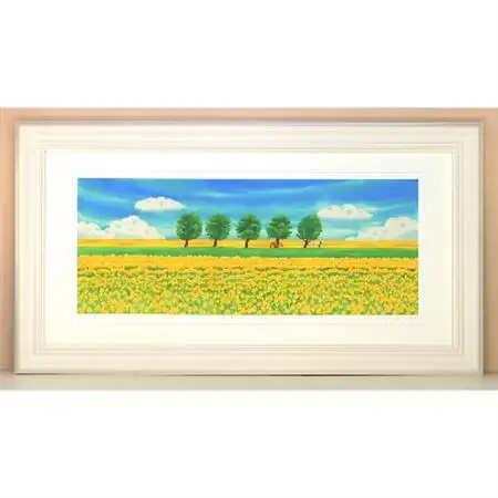 栗乃木ハルミ版画額装品「菜の花と風」【1258800】