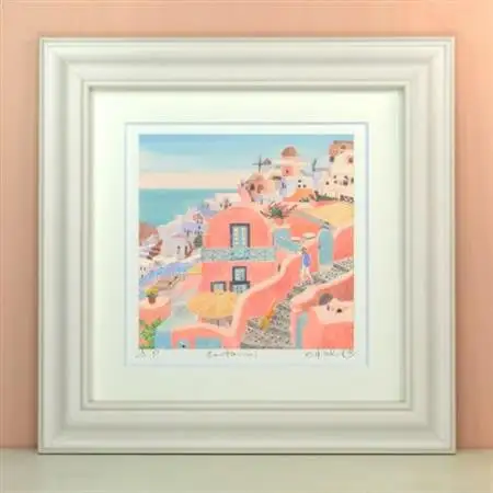 栗乃木ハルミ版画額装品「Santorini」【1334217】