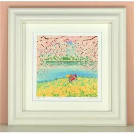 栗乃木ハルミ版画額装品「春うらら」【1334249】