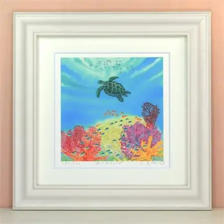 栗乃木ハルミ版画額装品「海のおさんぽ」【1334313】