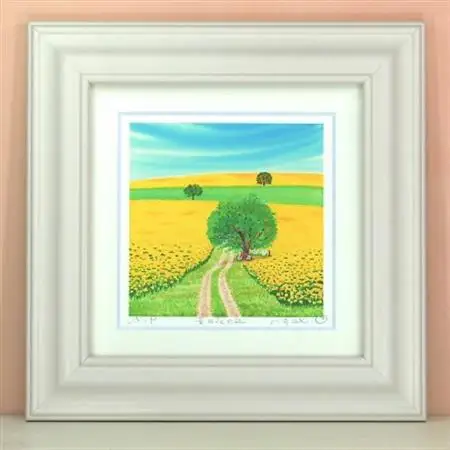 栗乃木ハルミ版画額装品「菜の花の丘」【1334314】