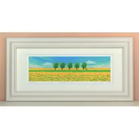 栗乃木ハルミ版画額装品「菜の花畑3」【1423297】