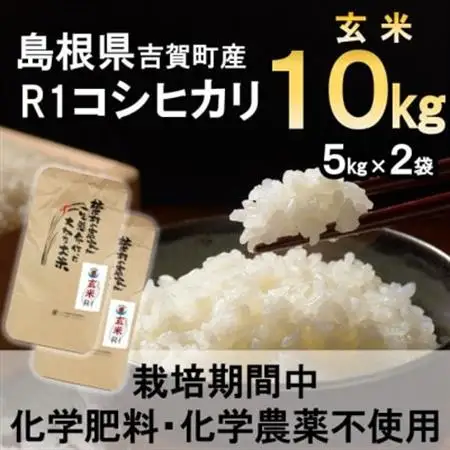 【栽培期間中化学肥料・化学農薬不使用】令和7年産R1米コシヒカリ10kg(玄米)【1448684】