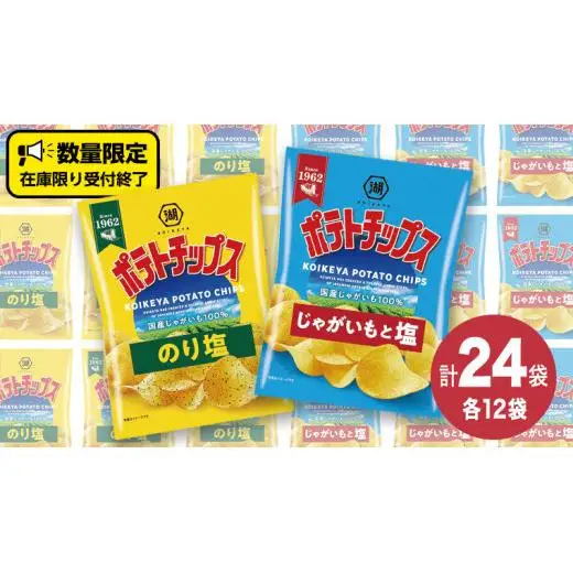 湖池屋 ポテトチップス 2種類アソート （のり塩・じゃがいもと塩）（各12袋・計24袋）