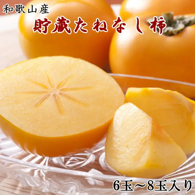 和歌山県産 貯蔵たねなし柿化粧箱入り（6玉～8玉入り） ※2026年12月中旬～2027年1月上旬頃に順次発送 / 果物 フルーツ かき 旬【tec941B】
