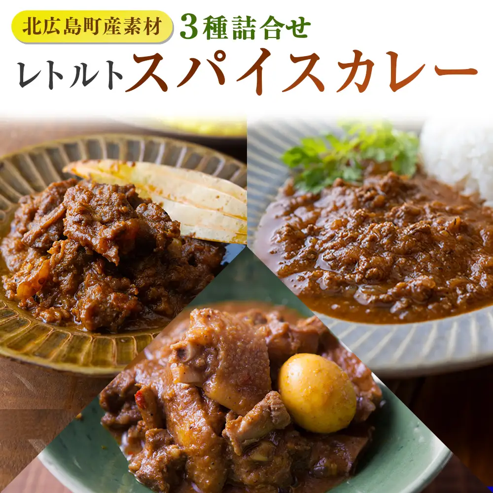 レトルト カレー 北広島町産素材のスパイスカレー（3種詰め合わせ）_SA075_001
