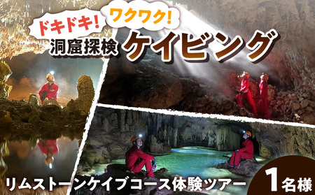 ドキドキ！ワクワク！ケイビング（洞窟探検）リムストーンケイブコース体験ツアー【1名様】 W019-006u チケット 体験