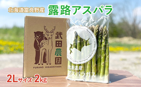 ［武田農園とれたて直送］2026年春発送 グリーンアスパラ 2L 2kg やわらかくて抜群にあまい！北海道 富良野産 (アスパラガス アスパラ 野菜 新鮮 産地直送 先行予約 限定)
