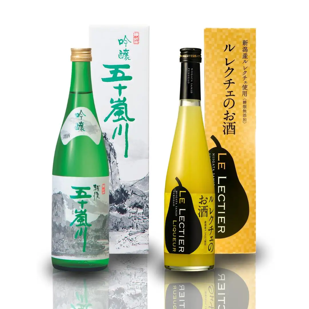 地元・燕三条で人気 吟醸酒＆リキュール飲み比べセット 日本酒 ルレクチェのお酒 洋ナシのリキュール（720ml、500ml各1本） #居酒屋新幹線2 [福顔酒造]【011S173】