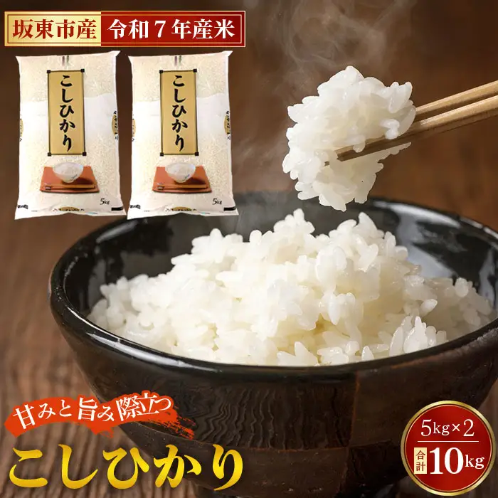 令和7年産　こしひかり10kg【坂東市産】 ／ 令和7年 新米 米 お米 こめ コメ 精米 白米 ご飯 国産米 10kg 10キロ コシヒカリ こしひかり 甘み 粘り 香り ツヤ おすすめ 人気 おいしい お取り寄せ 産地直送 産直 坂東市産 茨城県産 茨城産 茨城県 特産品 No.669