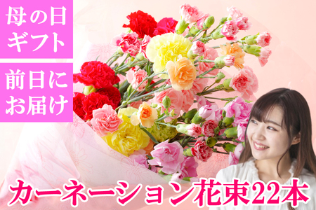 【母の日ギフト】カーネーション 花束 生花 切花 22本 母の日 前日にお届け 産地直送 高級【西九州させぼ地域商社 & 黒髪カーネーション】ギフト プレゼント カーネーション