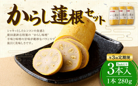 【年3回定期便】からし蓮根セット 3本×3回 合計9本