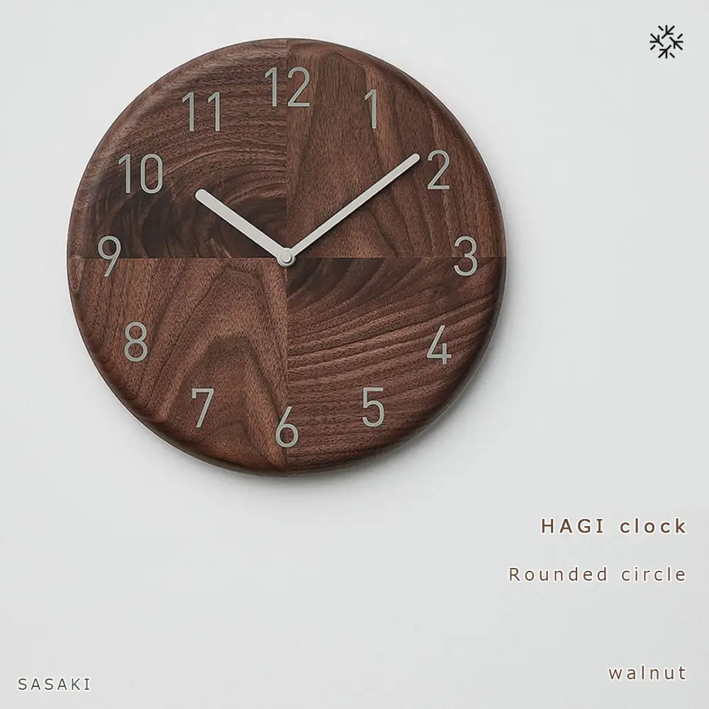 HAGI clock - Rounded circle　SASAKI【旭川クラフト(木製品/壁掛け時計)】ハギクロック / ササキ工芸【walnut】|時計_03455