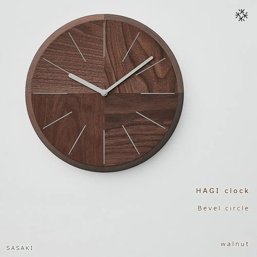 HAGI clock - Bevel circle　SASAKI【旭川クラフト(木製品/壁掛け時計)】ハギクロック / ササキ工芸【walnut】|時計_03457