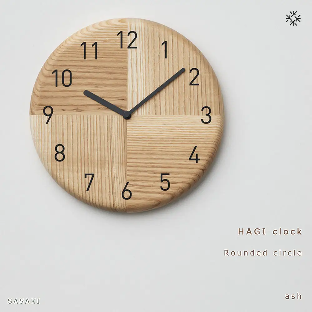 HAGI clock - Rounded circle　SASAKI【旭川クラフト(木製品/壁掛け時計)】ハギクロック / ササキ工芸【ash】|時計 _03456
