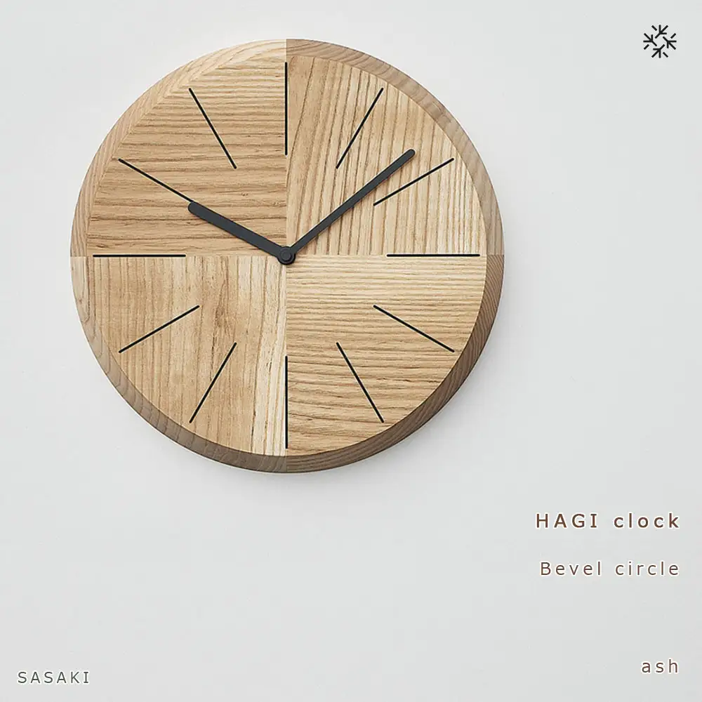 HAGI clock - Bevel circle　SASAKI【旭川クラフト(木製品/壁掛け時計)】ハギクロック / ササキ工芸【ash】|時計_03458