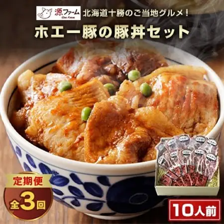 【毎月定期便】北海道十勝のグルメ!ホエー豚の豚丼セット(10人前)　たれ付き　全3回_肉  豚肉   調味料     定期便 定期便  _【配送不可地域：離島】【4010971】
