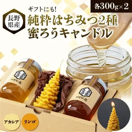 【ギフトセット】純粋はちみつ×蜜ろうキャンドル(モミの木)_雑貨     調味料 はちみつ  ハチミツ 蜂蜜_【1485317】